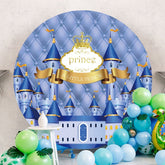 Aperturee - Royal Blue Castle Round Baby Shower Backdrop